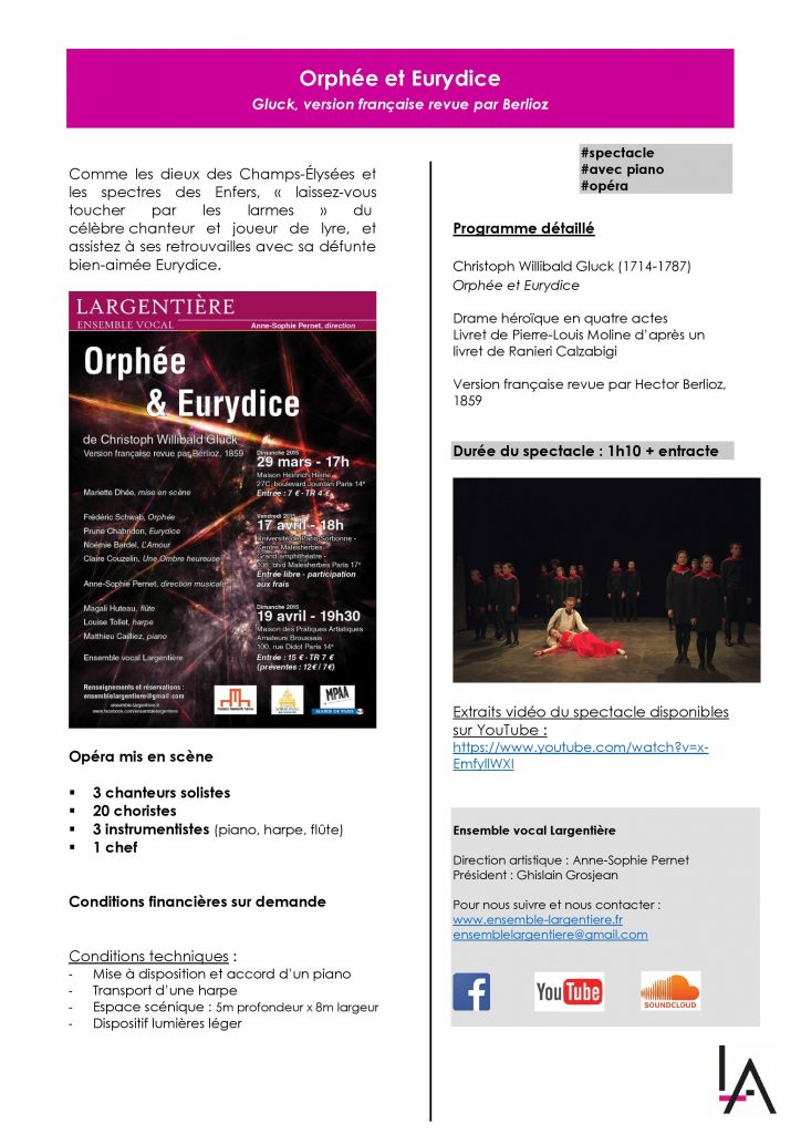 Orphée & Eurydice – avec piano – Ensemble Largentière